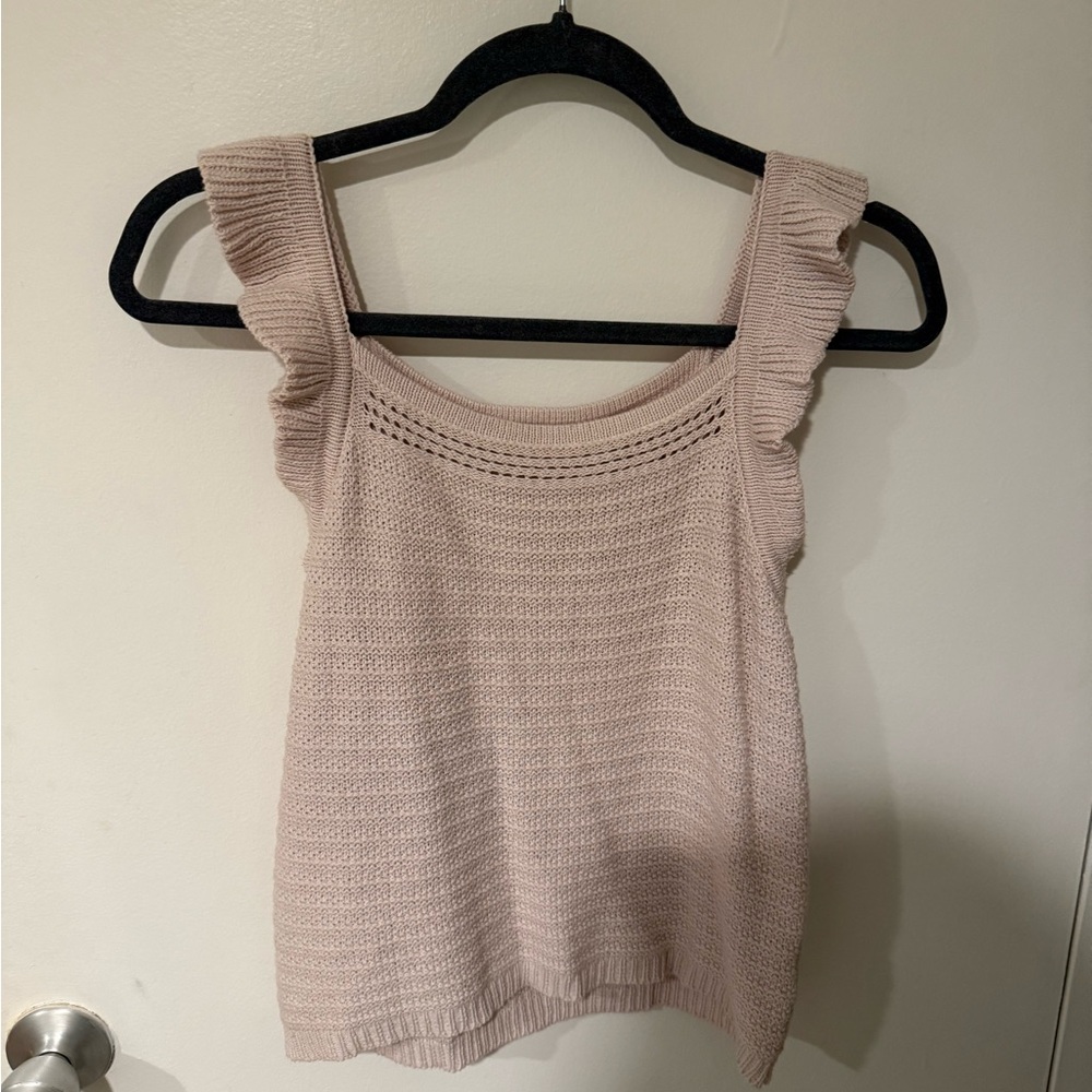 Hem & Thread Soft Knit Top in Light Beige